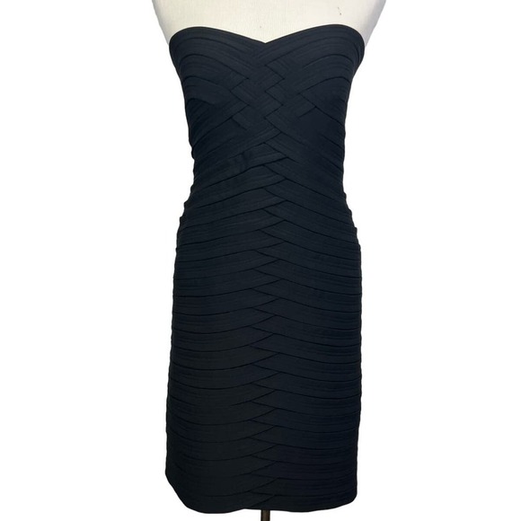 BEAUTIFUL JS Collections Strapless Bodycon Gown Bandage Little Black Dress Sz 8 - Picture 1 of 8